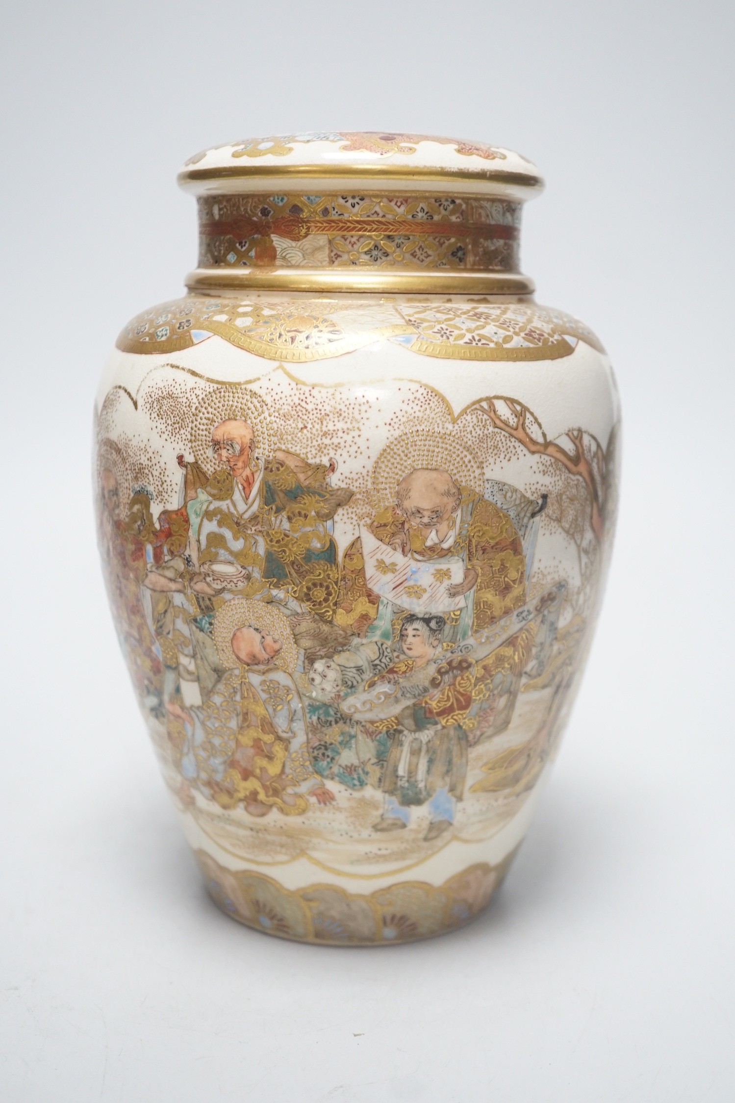 A Japanese Satsuma pot pourri jar and cover, Meiji period, 22cm tall